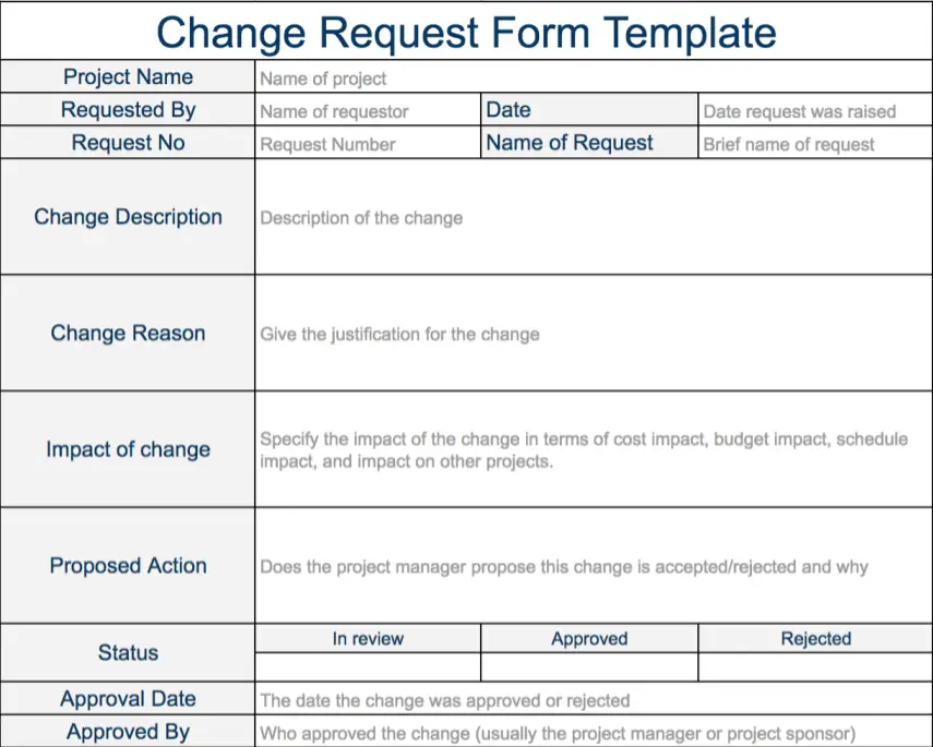 project management form templates